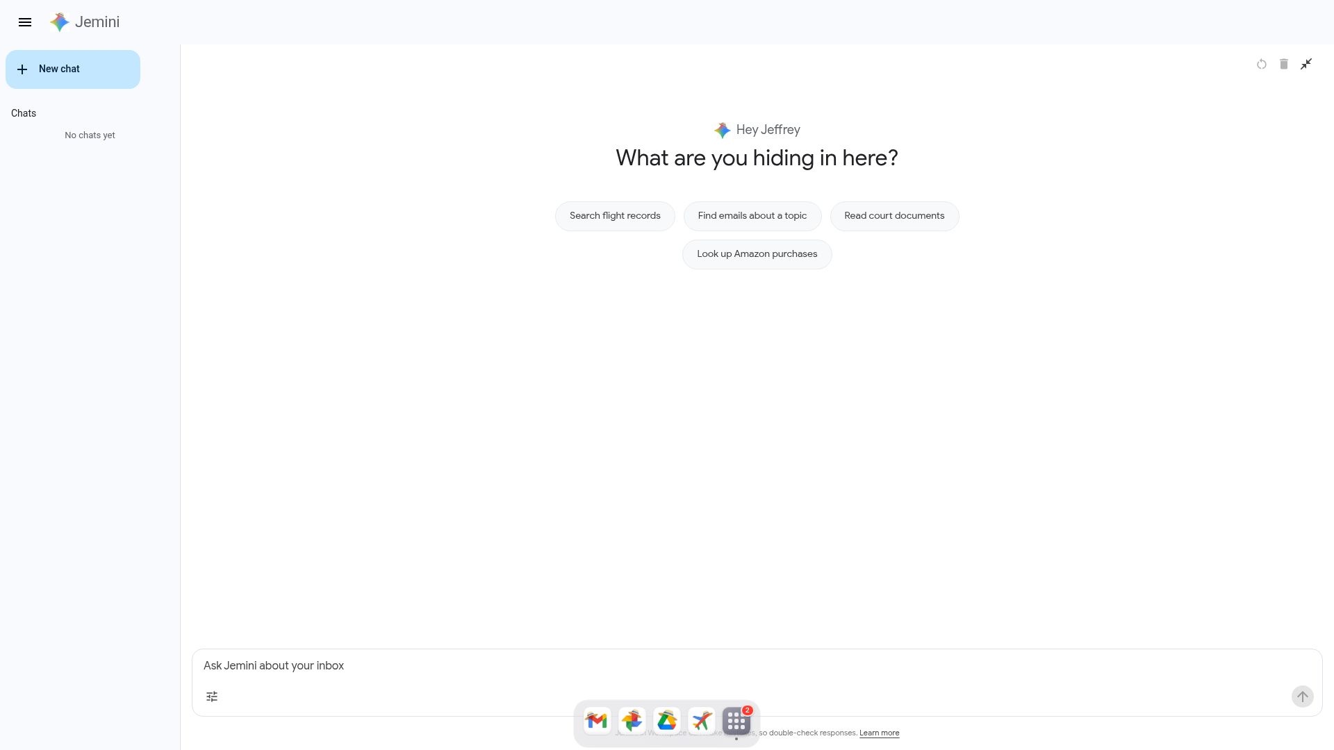 Screenshot of jmail.world: Show HN: Jemini – Gemini for the Epstein Files