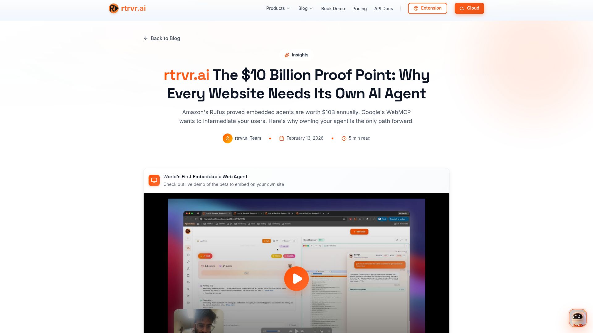Screenshot of rtrvr.ai: Show HN: Rover – Embeddable web agent