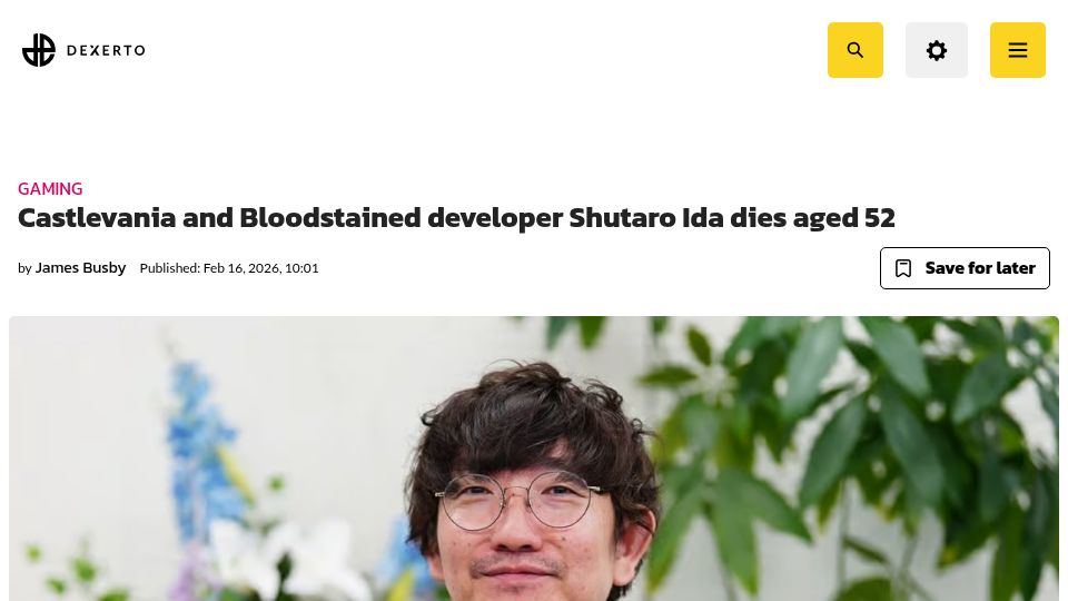 Screenshot of dexerto.com: Castlevania and Bloodstained developer Shutaro Ida dies aged 52