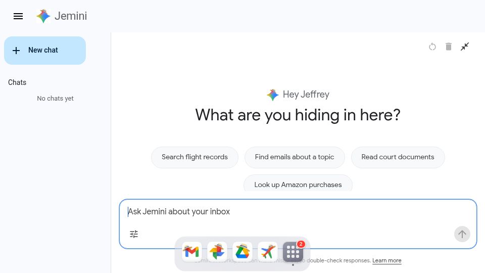 Screenshot of jmail.world: Show HN: Jemini – Gemini for the Epstein Files
