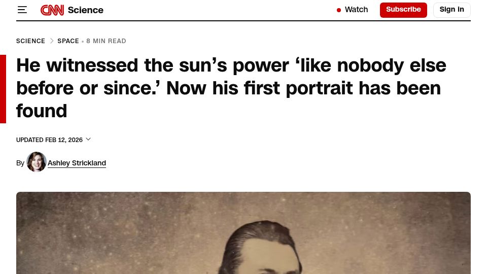 Screenshot of cnn.com: Richard Carrington's first portrait has been found