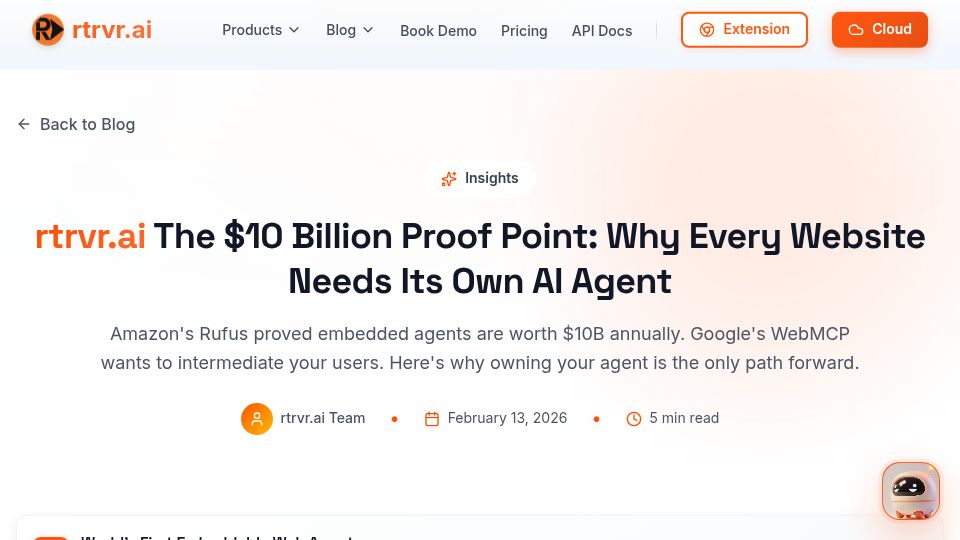 Screenshot of rtrvr.ai: Show HN: Rover – Embeddable web agent
