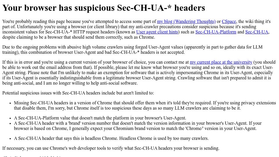 Screenshot of utcc.utoronto.ca: Undo in Vi and Its Successors
