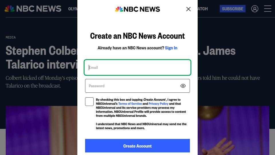 Screenshot of nbcnews.com: CBS didn't air Rep. James Talarico interview out of fear of FCC