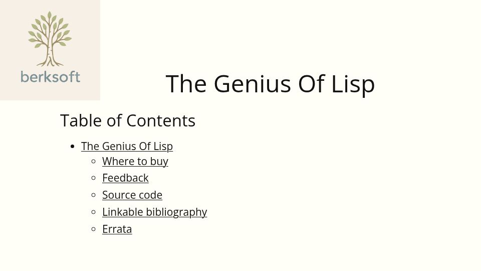 Screenshot of berksoft.ca: Show HN: I wrote a technical history book on Lisp