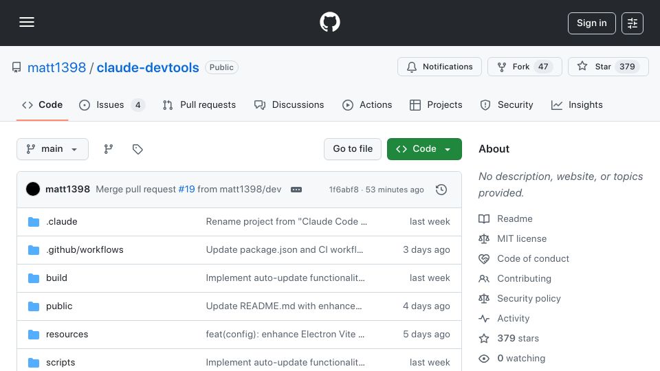 Screenshot of github.com: Show HN: I built a tool to un-dumb Claude Code's CLI output (Local Log Viewer)