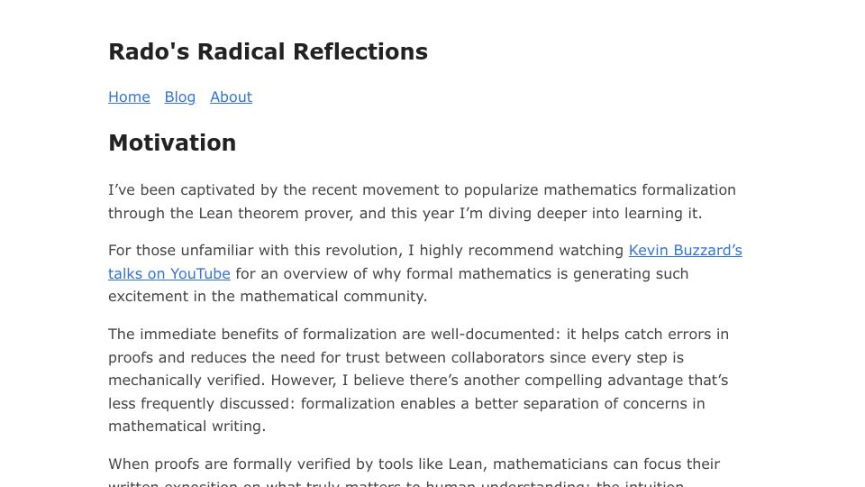 Screenshot of rkirov.github.io: Learning Lean: Part 1