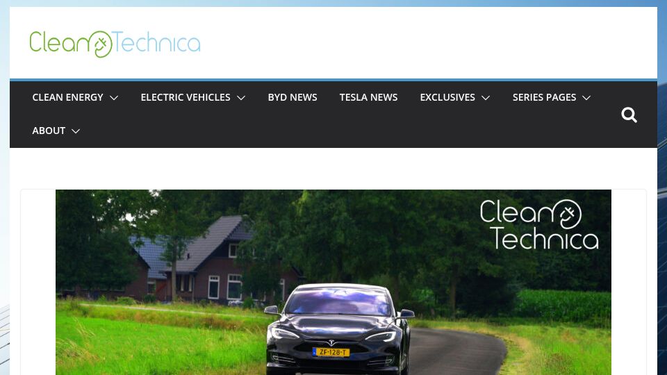 Screenshot of cleantechnica.com: Tesla Sales Down 55% UK, 58% Spain, 59% Germany, 81% Netherlands, 93% Norway