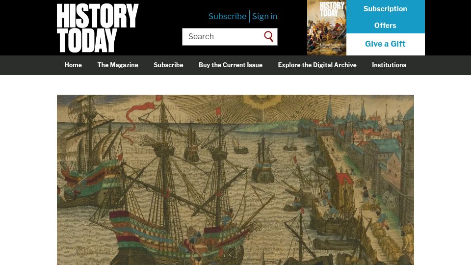 Screenshot of historytoday.com: Portugal: The First Global Empire (2015)
