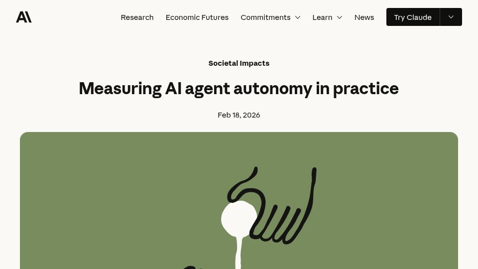 Screenshot of anthropic.com: Measuring AI agent autonomy in practice