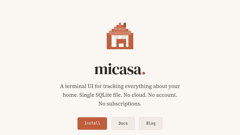 Screenshot of micasa.dev: Show HN: Micasa – track your house from the terminal