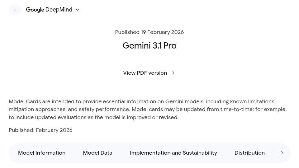 Screenshot of deepmind.google: Gemini 3.1 Pro