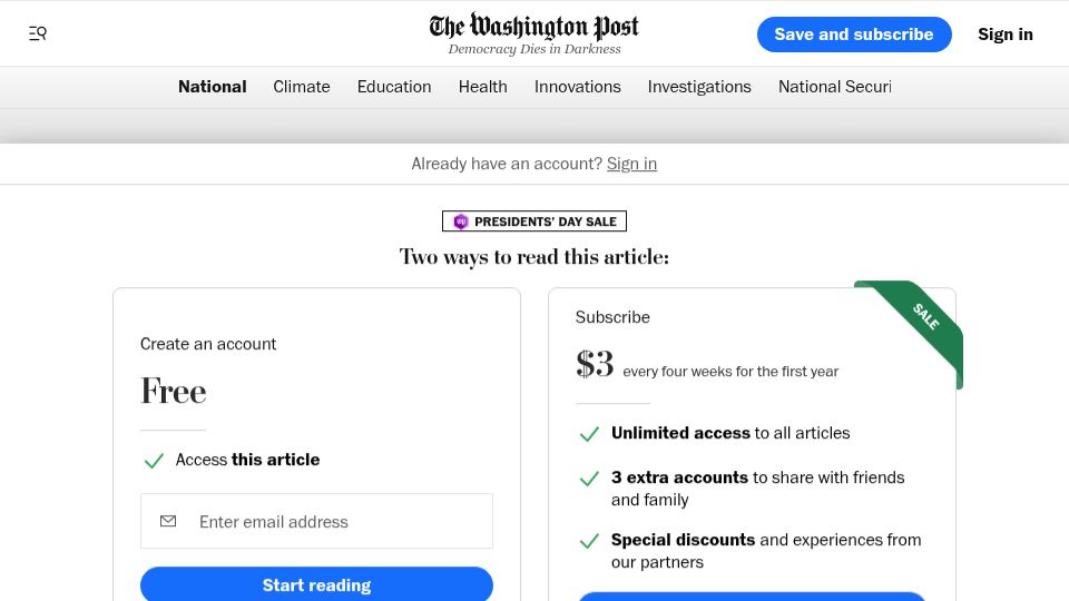 Screenshot of washingtonpost.com: HUD proposes rule that would force noncitizens from public housing