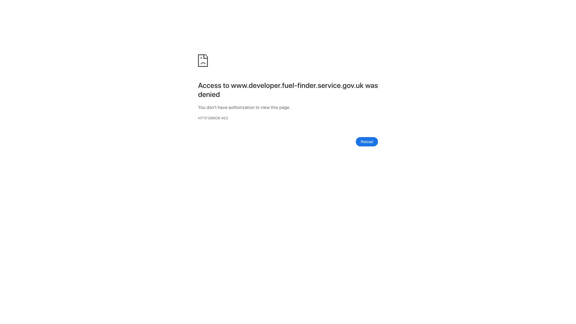 Screenshot of gov.uk: UK government launches fuel forecourt price API