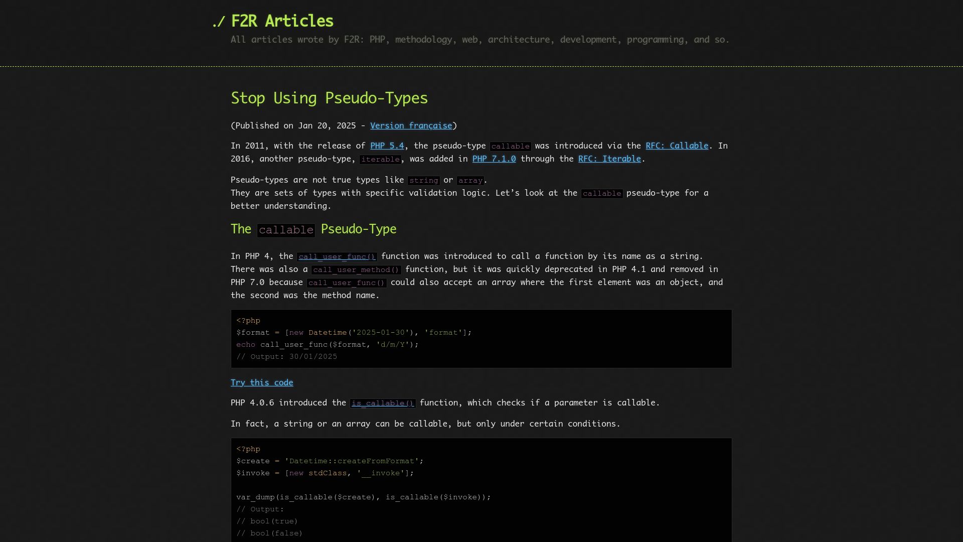 Screenshot of f2r.github.io: Stop Using Pseudo-Types