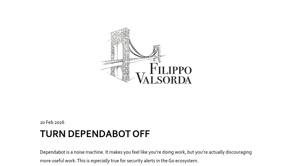 Screenshot of words.filippo.io: Turn Dependabot off