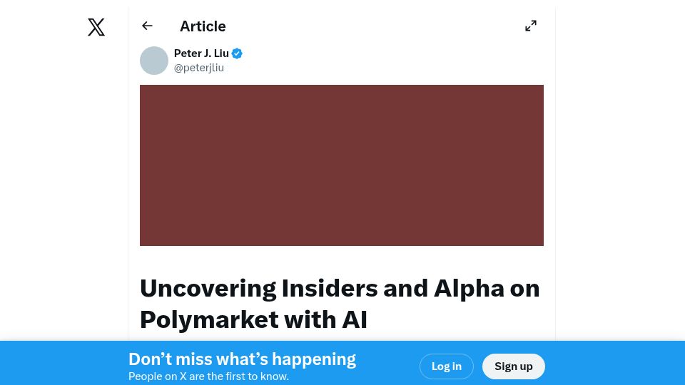 Screenshot of twitter.com: Uncovering insiders and alpha on Polymarket with AI