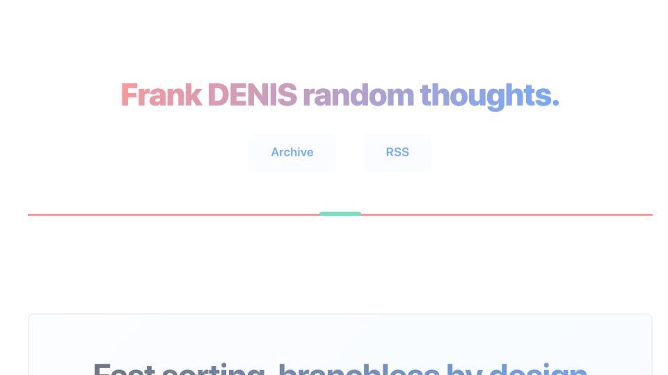 Screenshot of 00f.net: Fast Sorting, Branchless by Design