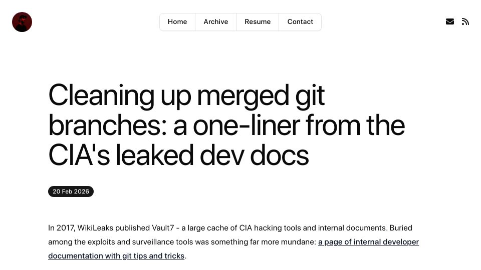 Screenshot of spencer.wtf: I found a useful Git one liner buried in leaked CIA developer docs