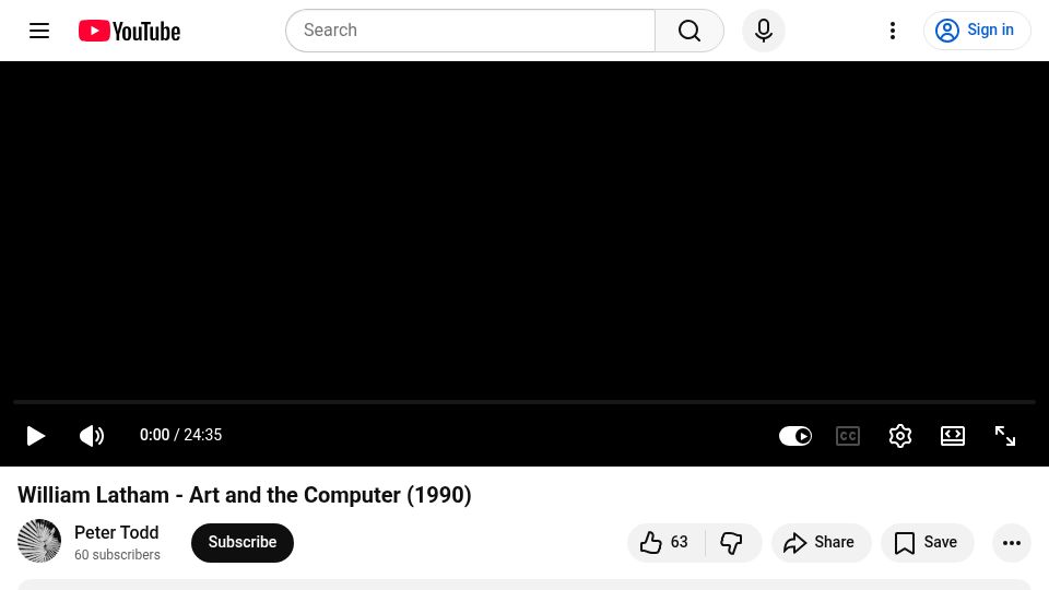 Screenshot of youtube.com: William Latham – Art and the Computer (1990) [video]