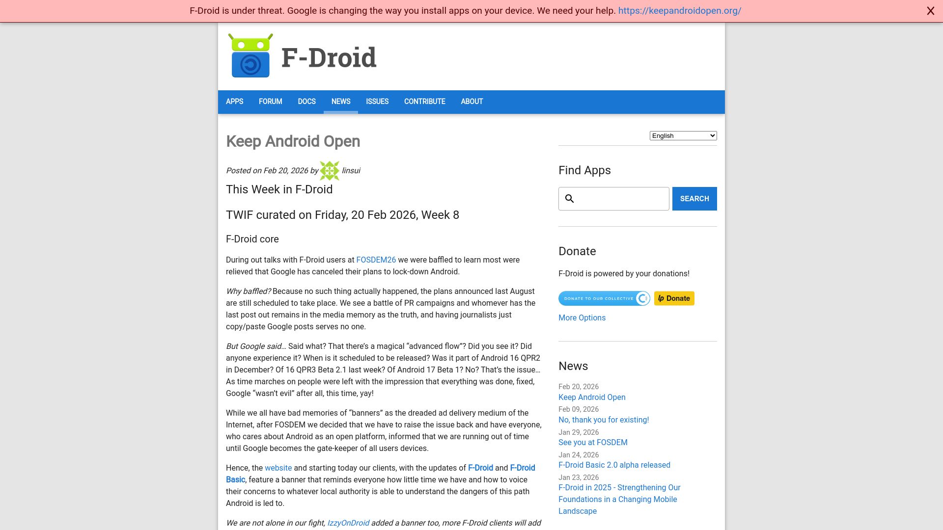 Screenshot of f-droid.org: Keep Android Open
