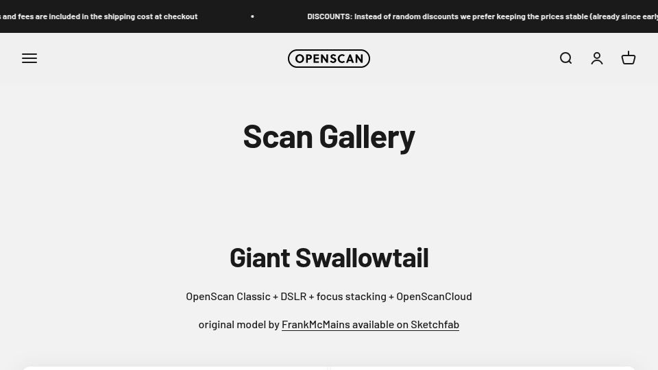 Screenshot of openscan.eu: OpenScan