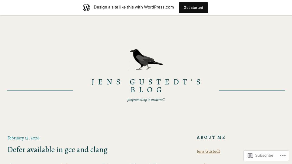 Screenshot of gustedt.wordpress.com: Defer available in gcc and clang