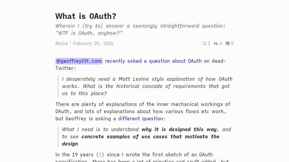 Screenshot of leaflet.pub: What Is OAuth?