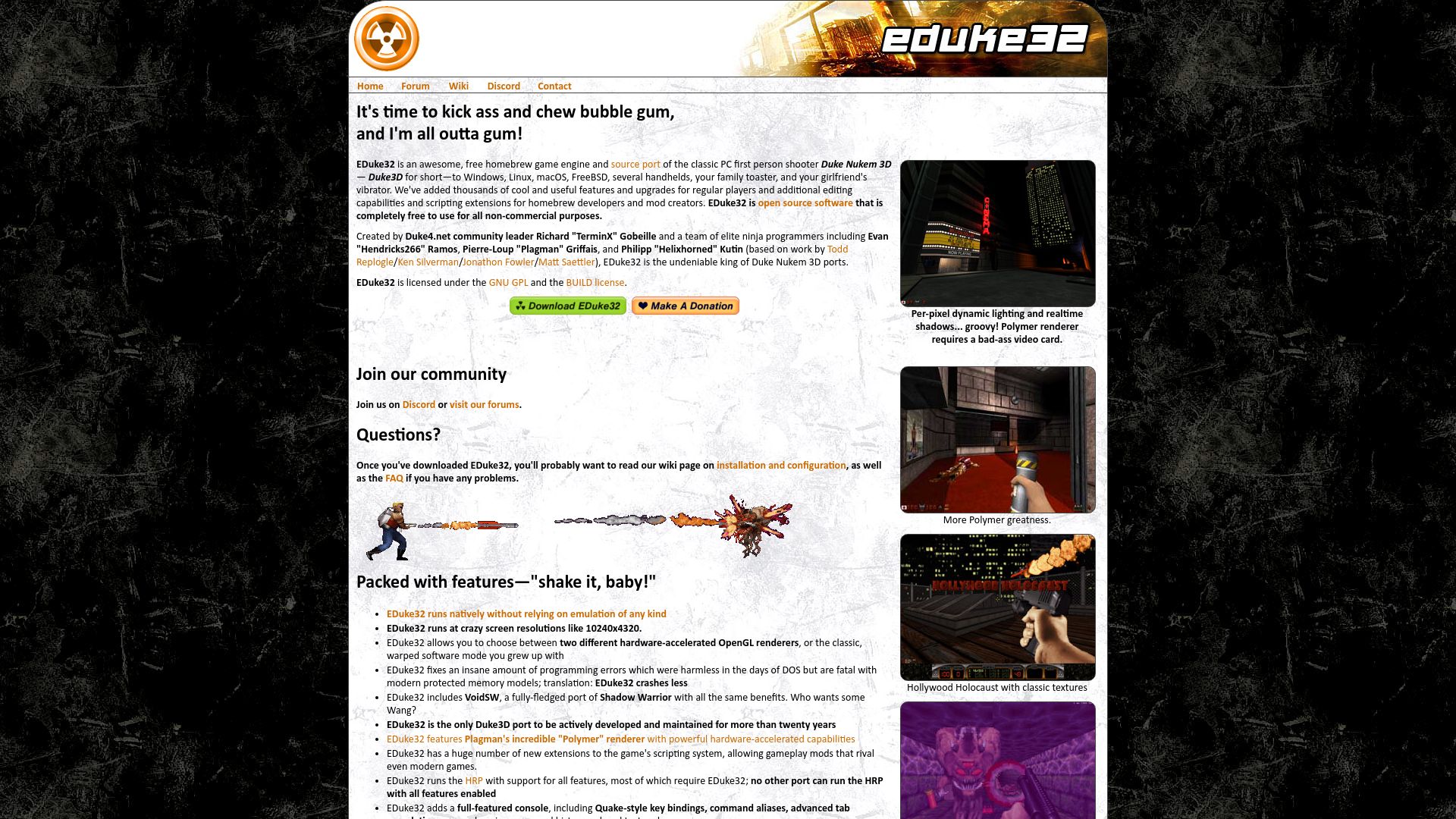 Screenshot of eduke32.com: EDuke32 – Duke Nukem 3D (Open-Source)