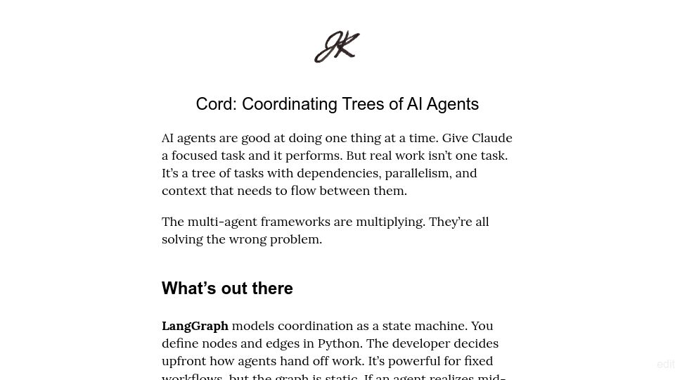 Screenshot of june.kim: Cord: Coordinating Trees of AI Agents