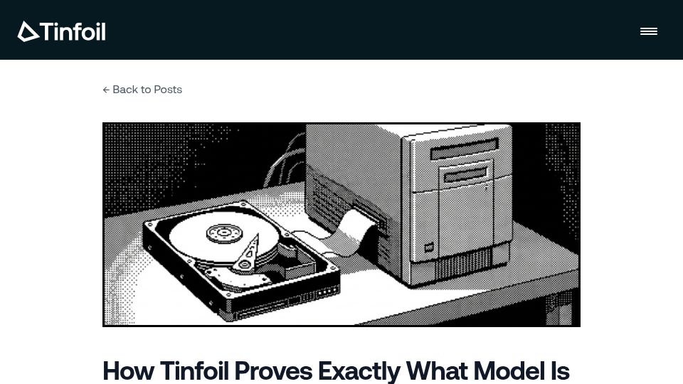 Screenshot of tinfoil.sh: How an inference provider can prove they're not serving a quantized model