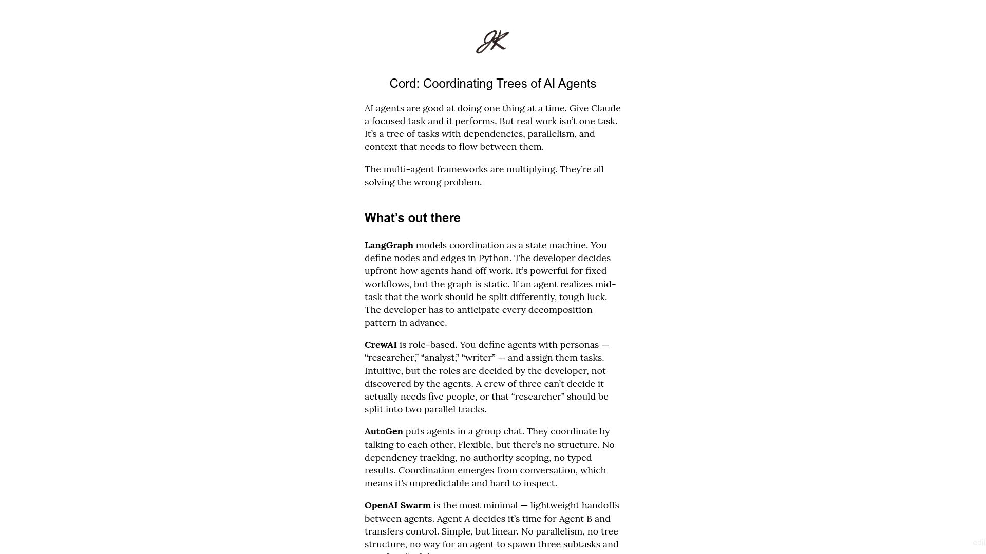 Screenshot of june.kim: Cord: Coordinating Trees of AI Agents