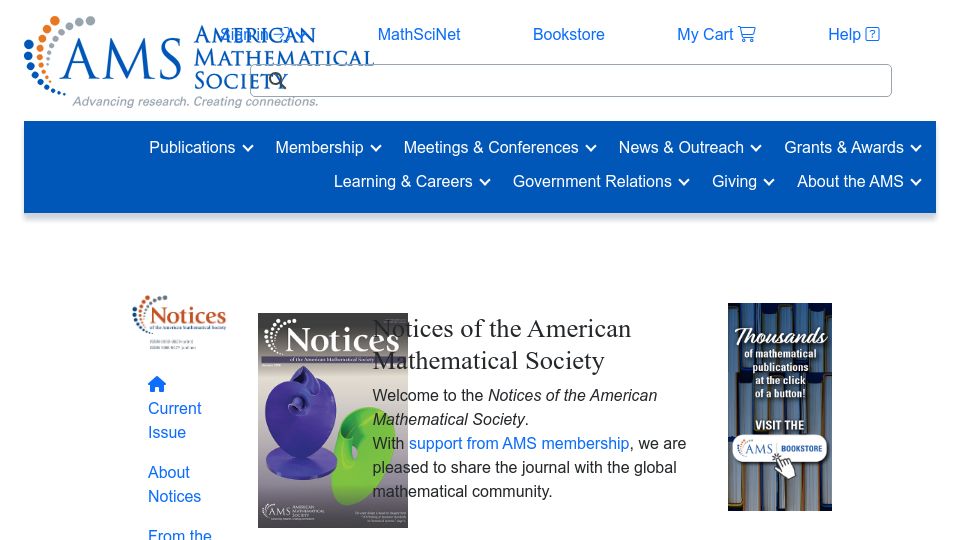 Screenshot of ams.org: The Four-Color Theorem 1852–1976