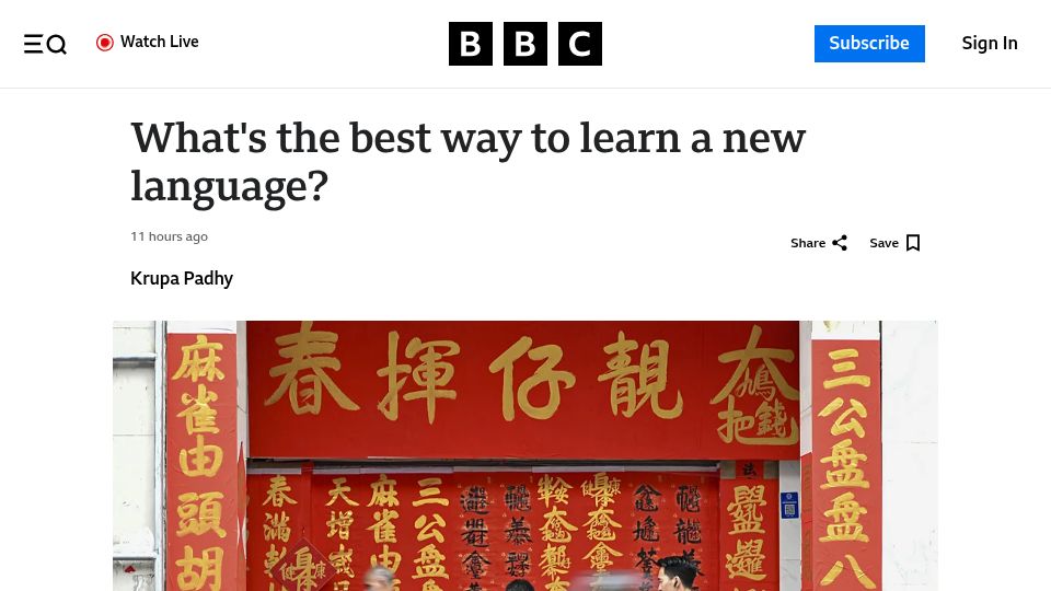 Screenshot of bbc.com: What's the best way to learn a new language?