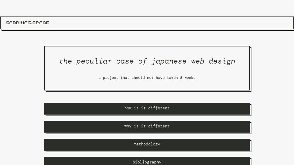 Screenshot of sabrinas.space: The peculiar case of Japanese web design (2022)