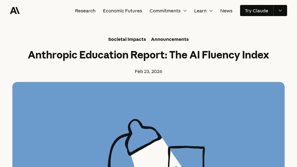 Screenshot of anthropic.com: Anthropic Education the AI Fluency Index