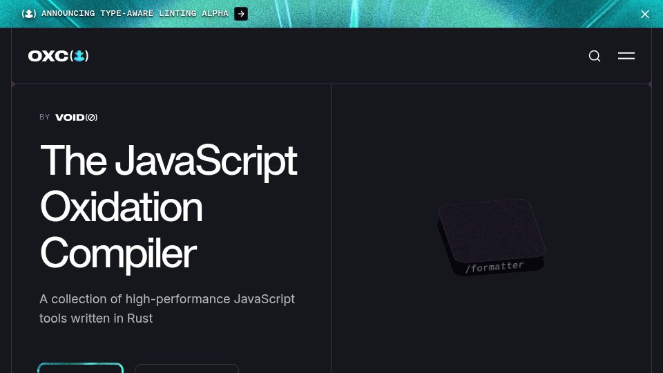 Screenshot of oxc.rs: The JavaScript Oxidation Compiler