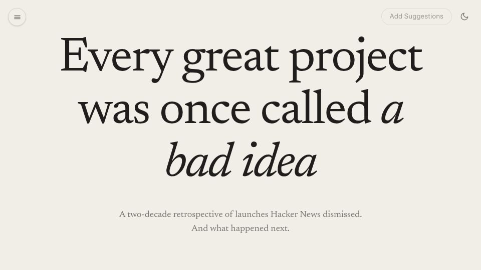 Screenshot of hackernews.love: Hacker News.love – 22 projects Hacker News didn't love