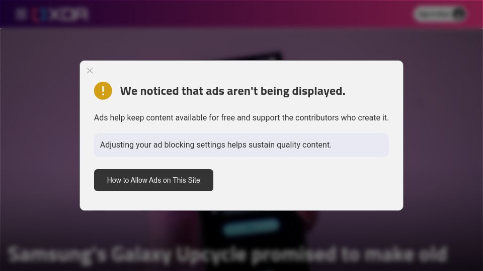 Screenshot of xda-developers.com: Samsung Upcycle Promise