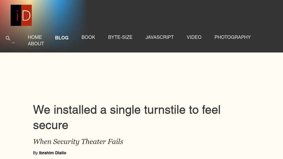 Screenshot of idiallo.com: We installed a single turnstile to feel secure