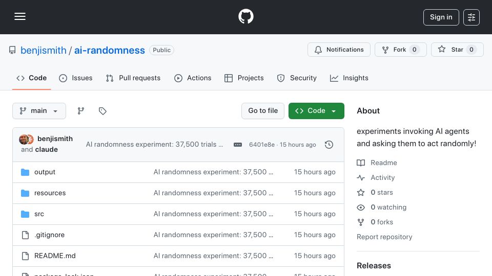 Screenshot of github.com: I asked Claude for 37,500 random names, and it can't stop saying Marcus