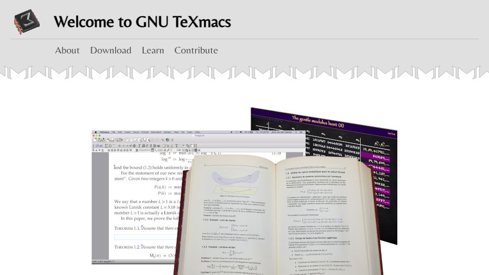 Screenshot of texmacs.org: GNU Texmacs