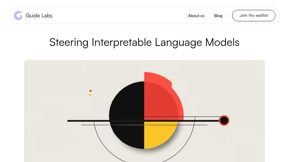 Screenshot of guidelabs.ai: Steering interpretable language models with concept algebra