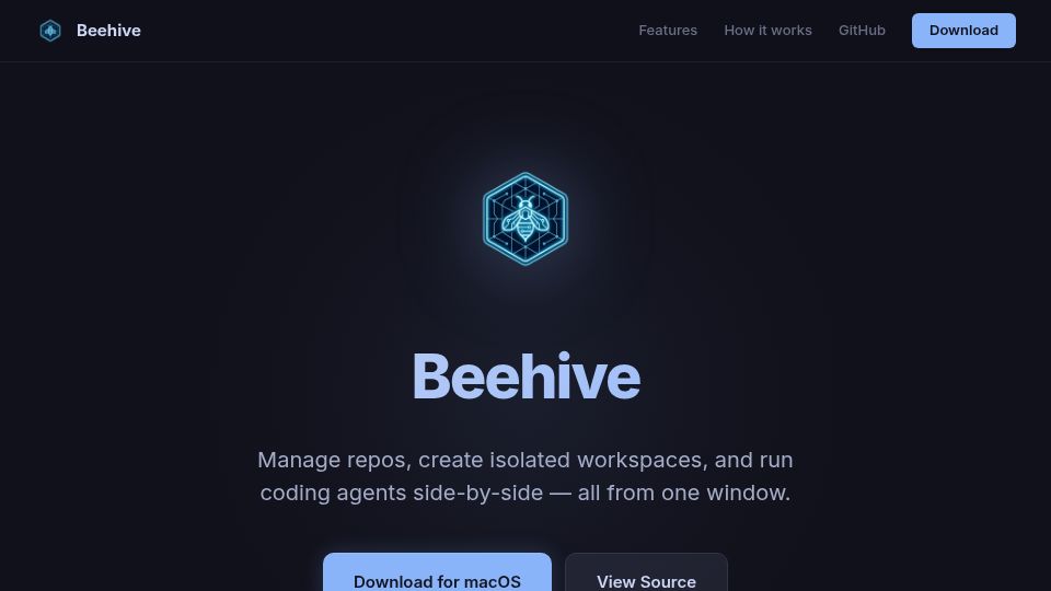 Screenshot of storozhenko98.github.io: Show HN: Beehive – Multi-Workspace Agent Orchestrator