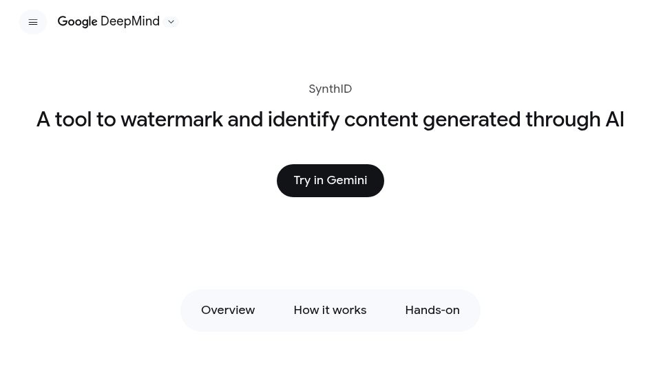 Screenshot of deepmind.google: SynthID