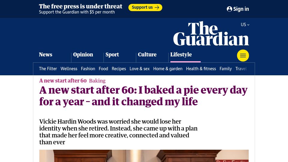 Screenshot of theguardian.com: I baked a pie every day for a year