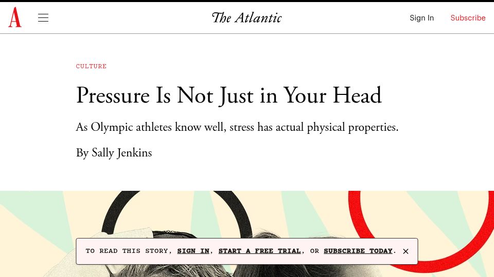 Screenshot of theatlantic.com: What Pressure Does to an Athlete's Body