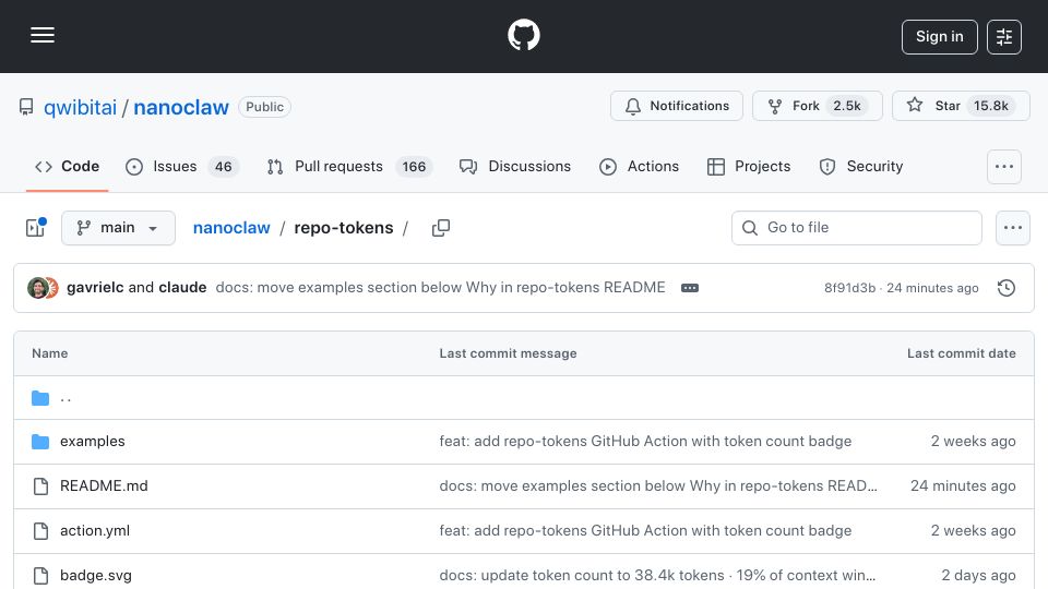 Screenshot of github.com: Show HN: Badge that shows how well your codebase fits in an LLM's context window