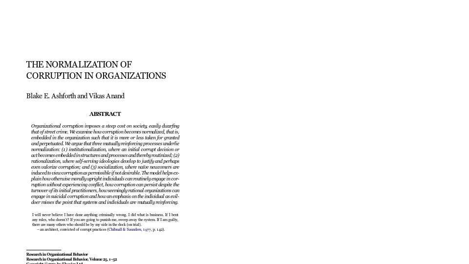 Screenshot of gwern.net: The normalization of corruption in organizations (2003) [pdf]