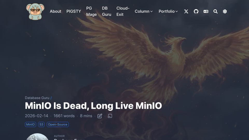 Screenshot of blog.vonng.com: MinIO Is Dead, Long Live MinIO